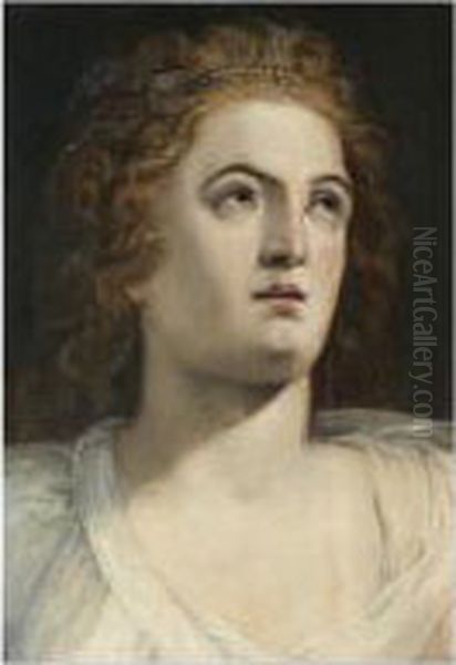 Portrait Of A Woman, Head And Shoulders, Wearing A White Shirt Oil Painting by Frans Floris