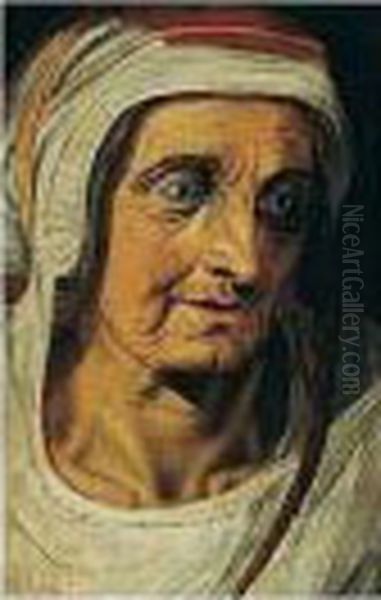 The Head Of An Elderly Woman Oil Painting by Frans Floris