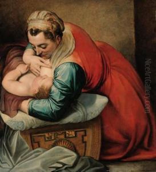 Moses Being Nursed By His Mother Oil Painting by Frans Floris
