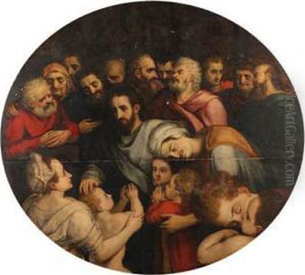 Suffer The Little Children To Come Unto Me ... Oil Painting by Frans Floris