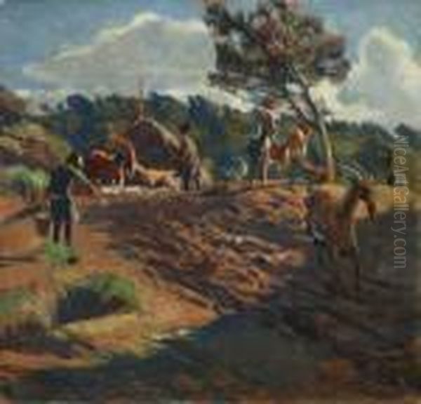 Meriggio Sull'appenninotoscano Oil Painting by Ruggero Focardi