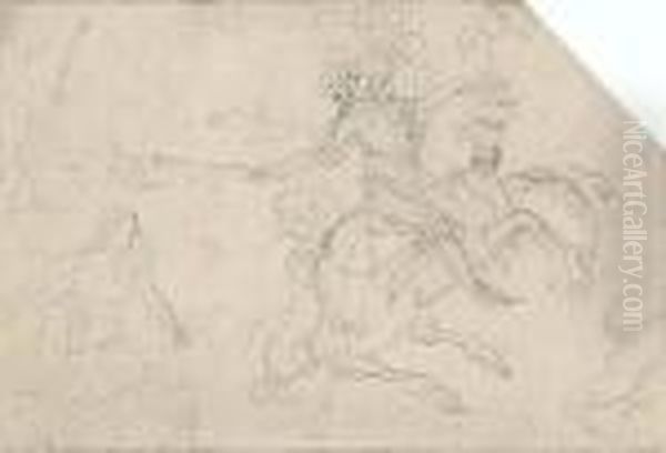 An Officer On Horseback Oil Painting by Giambattista Foggini