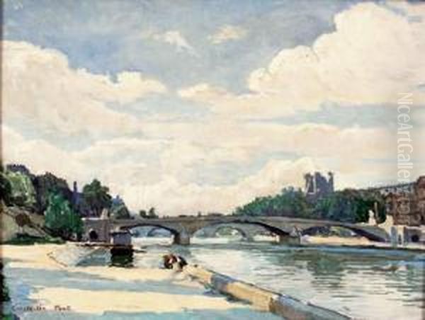 Le Pont Du Louvre Oil Painting by Constantin Font
