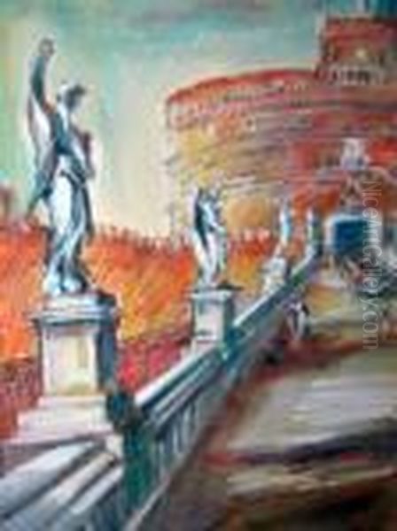 Ponte Degli Angeli A Roma Oil Painting by Daniele Fontana