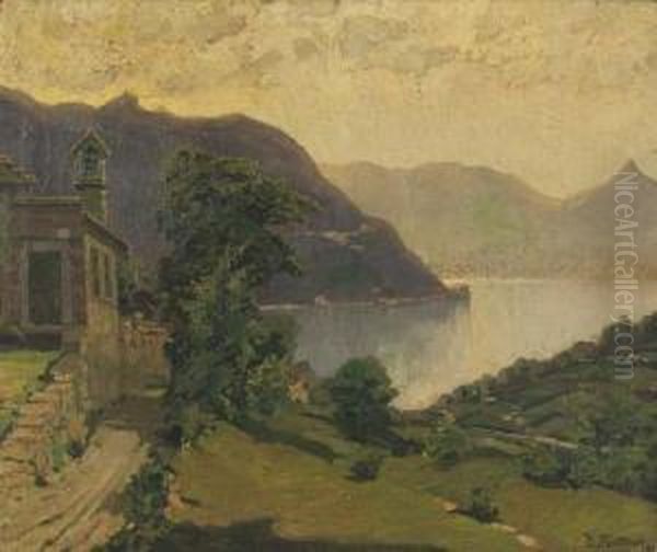 Lago Di Como Oil Painting by Daniele Fontana