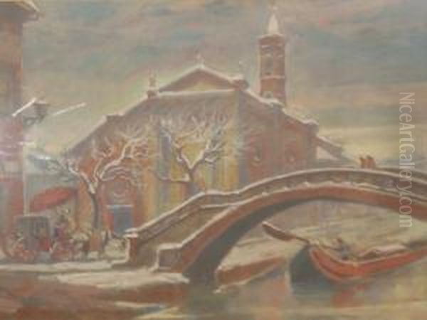 Paesaggio Con Chiesa Sotto La Neve Oil Painting by Daniele Fontana