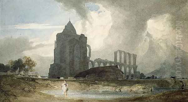 Croyland Abbey Oil Painting by John Sell Cotman