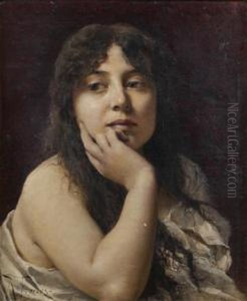 Portrait De Femme Pensive
 Toile Oil Painting by Roberto Fontano