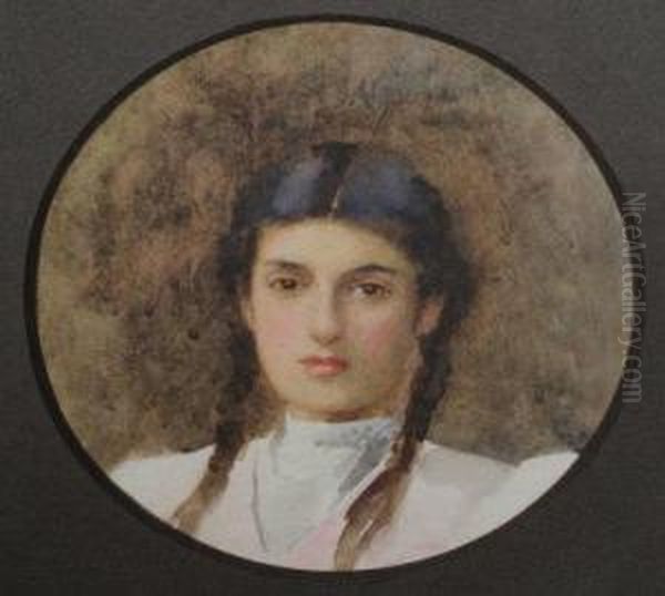 Head Of A Girl. Oil Painting by Elizabeth A.Stanhope Forbes