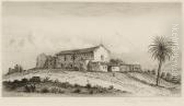 View Of San Diego Mission, 
California, Pl. 1, From Etchings Of The Franciscan Missions Of 
California Oil Painting by Henry Chapman Ford