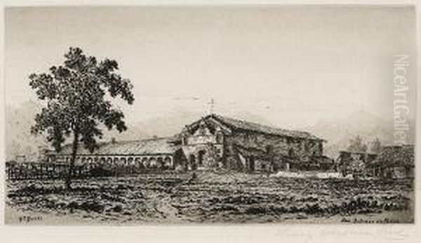 View Of San Antonio De Padua 
Mission, California, Pl. 14, From Etchings Of The Franciscan Missions Of
 California Oil Painting by Henry Chapman Ford