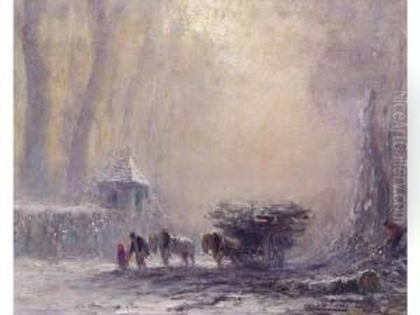 Le Char De Bois Oil Painting by Henri Foreau