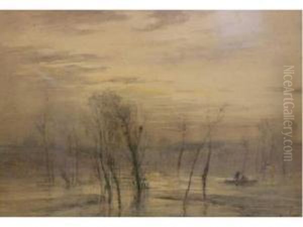 Pecheurs Sur L Etang Oil Painting by Henri Foreau