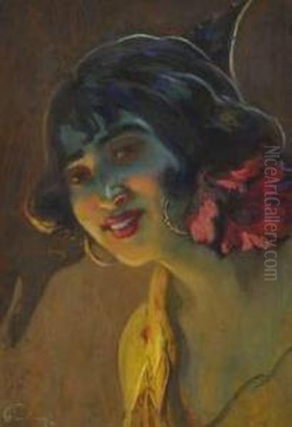 (actif Au Xixeme Et Xxeme Siecle)
Portrait D'une Gitane Oil Painting by Fortuney
