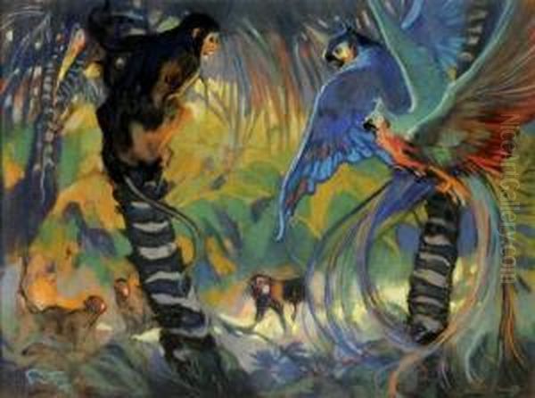  Dans La Jungle  Oil Painting by Fortuney