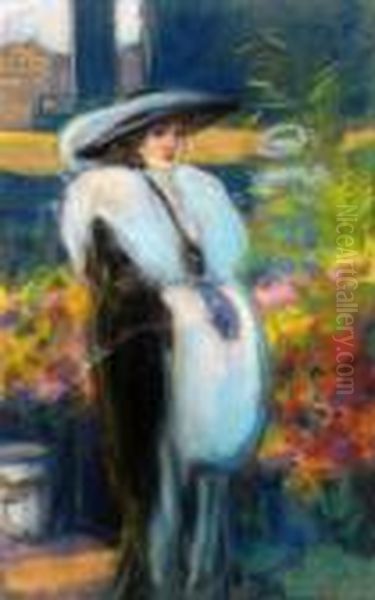 Elegante Au Manchon Oil Painting by Fortuney