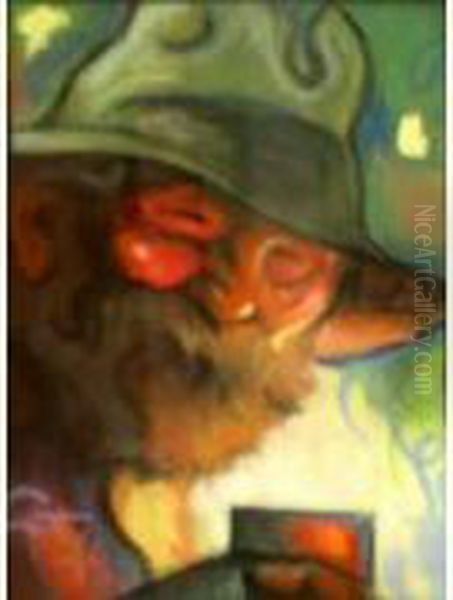 Portrait D'homme Au Chapeau. Oil Painting by Fortuney