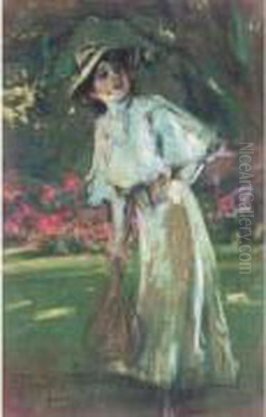 Femme A La Raquette Oil Painting by Fortuney