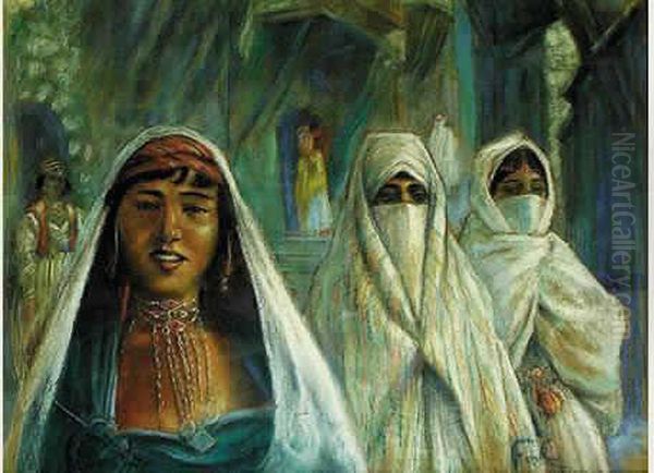 Trois Tunisiennes. Oil Painting by Fortuney