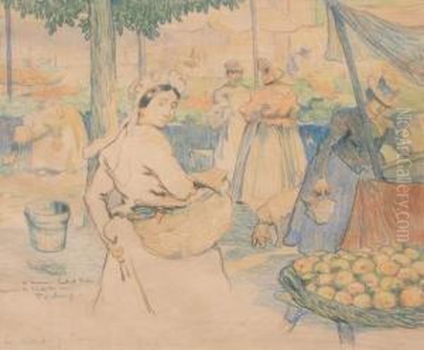 Le Marche Des Carmes A Toulouse Oil Painting by Louis Fortuney