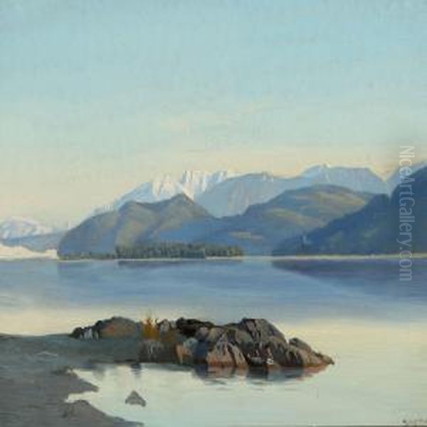 A Inlet Scene, 
Presumeably From Greenland Oil Painting by Harald Foss
