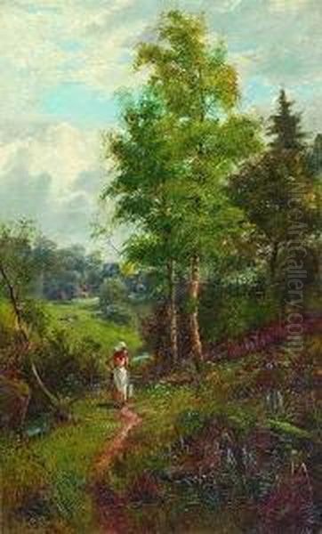 Junge Magd Beim
 Wasserholen Oil Painting by William Gilbert Foster