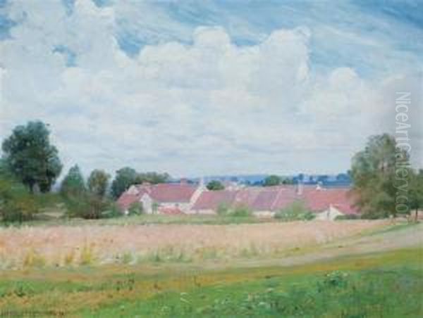 Red Rooftops, France Oil Painting by Alexis Fournier