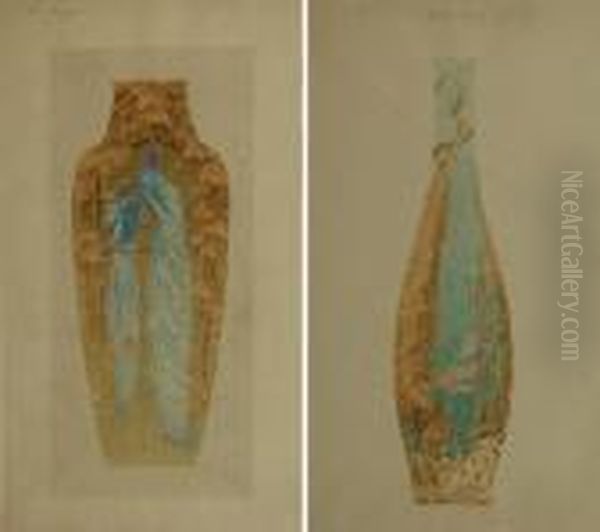 Lot De 2 Etudes De Ceramique De La Manufacture De Sevres Oil Painting by Alexis Fournier