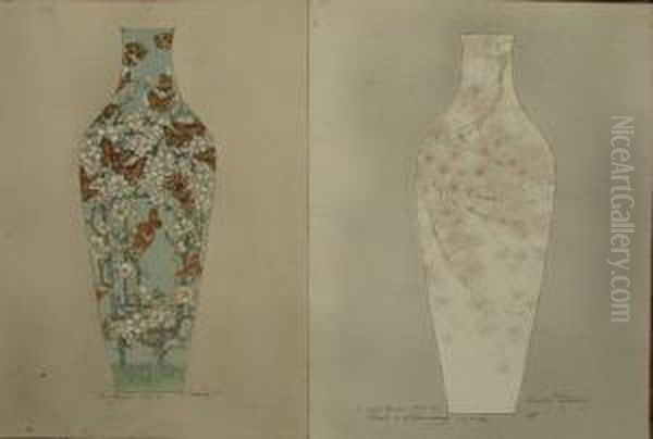 Lot De 10 Etudes De Vases Et 1 Decor Pour Vase Oil Painting by Alexis Fournier
