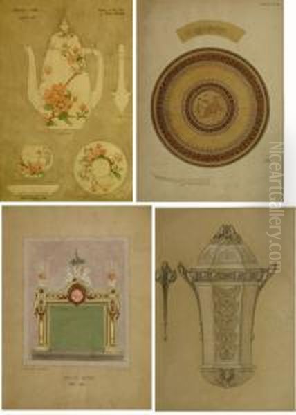 Lot De 10 Etudes De Ceramique De La Manufacture De Sevres Oil Painting by Alexis Fournier