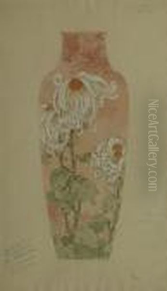 Lot De 19 Etudes De Vases , Profils De Vases , Coupes, Lustre, Medaillon Oil Painting by Alexis Fournier