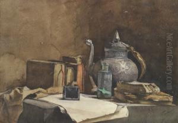 La Table De L'ecrivain Oil Painting by Alexis Fournier