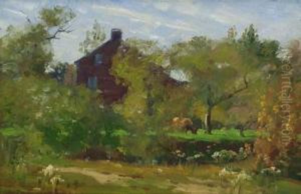 ''the Old Red House'' Oil Painting by Alexis Fournier