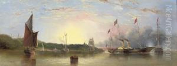 The Flotilla Of Royal Yachts 
Departing From Osborne Bay For Queen Victoria's State Visit To France, 
18th August 1855 Oil Painting by Arthur Wellington Fowles