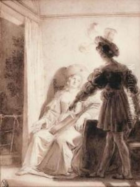 Scene
Troubadour : Les Amants Surpris Oil Painting by Alexandre Evariste Fragonard