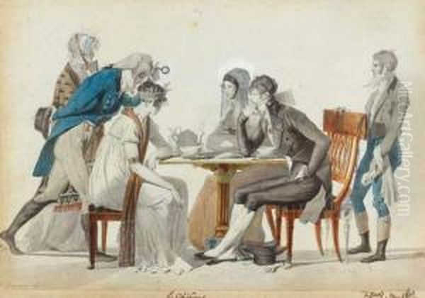 Le Dejeuner
 Aquarelle Oil Painting by Alexandre Evariste Fragonard