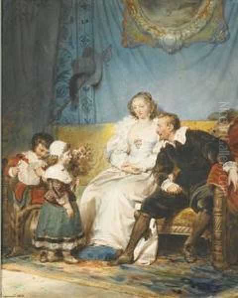 Rubens Et Helene Fourment Assis Avec Frans Oil Painting by Alexandre Evariste Fragonard