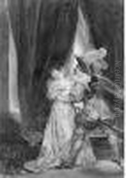 Scene De Genre Oil Painting by Alexandre Evariste Fragonard