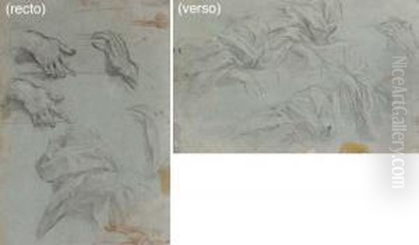 Des Etudes De Mains, Avec Une 
Etude De Draperie (recto); Des Etudes De Draperies Autour De Mains 
(verso) Oil Painting by Baldassarre Franceschini