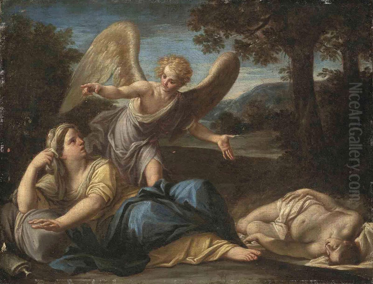 The Angel Appearing To Hagar And Ishmael Oil Painting by Marcantonio Franceschini)