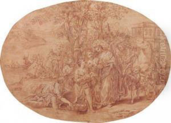 Moise Sauve Des Eaux Oil Painting by Marcantonio Franceschini)