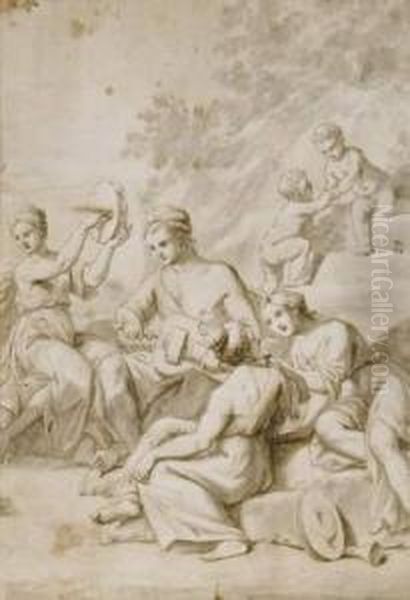 Musiciens En Plein Air Oil Painting by Marcantonio Franceschini)