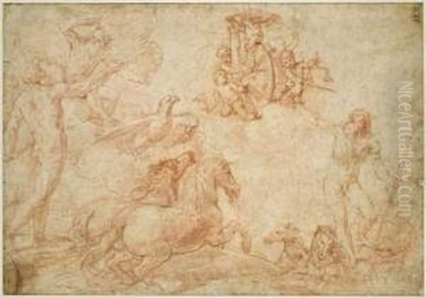 Projet De Frontispice Aux Armes D'un Cardinal Oil Painting by Marcantonio Franceschini)