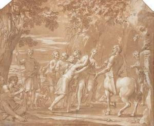 Thetis Confiant Le Jeune Achille Au Centaure Chiron Oil Painting by Marcantonio Franceschini)