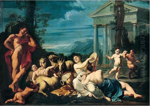 A Bacchanal Oil Painting by Marcantonio Franceschini)