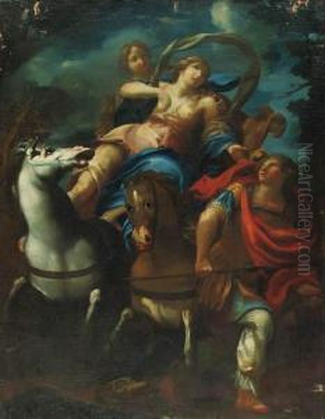 Venus And Adonis; And Dido And Aeneas(?) Oil Painting by Marcantonio Franceschini)