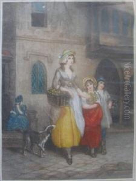 Wheatley , 'cries Of London', 
Handcoloured Engravings, 27cm X 22cm, Signed In Pencil, Framed Oil Painting by John Defett Francis