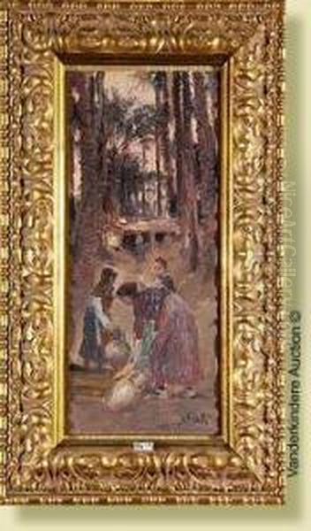 Femmes Au Puits Dans L'oasis Oil Painting by Lucien Frank
