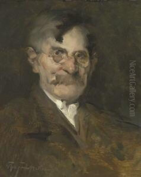 Bildnis Des Malers Hermann
 Gottlieb Kricheldorf Oil Painting by Robert Frank-Krauss