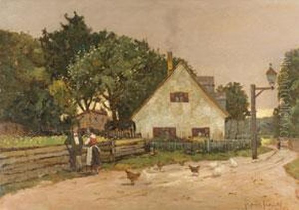 Liebesgeplauder Am Dorfrand
 Ol Auf Holz. Oil Painting by Franz Frankl